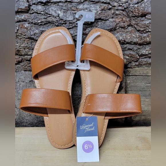 Universal Thread Brown leather slip on sandals - Picture 1 of 7
